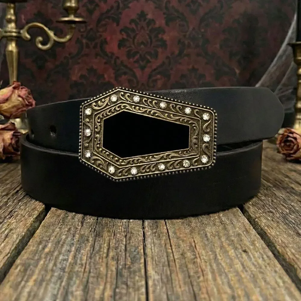 Black coffin with rhinestone details